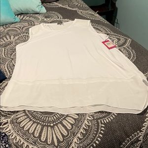 Asymmetrical Hem Mixed Media Sleeveless Top